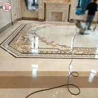 Sol personnalisé pour villa hôtel de luxe Crème Marbre Marbre Jet d'eau Escaliers Crème Marbre Jet d'eau Médaillon Carrelages de sol