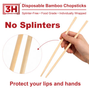 Bacchette Monouso in Bambù 3H Confezionate Singolarmente - 1000 Paia di Bacchette in Confezione Grande (23 cm) Senza Briciole - Product Image 3