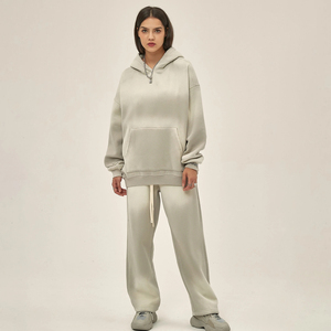 Haut de survêtement décontracté pour femme, tendance, en coton 100% respirant, délavé à l'acide, grande taille, écologique, couleur unie - Product Image 3