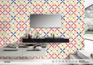 Azulejos de Porcelana Vitrificada Pulida con Aspecto Geométrico de 60x60 cm, Superficie Brillante 3D R22, Azulejos de 600x600 mm para Interiores Decorativos - Product Image 3