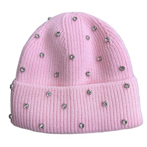 Women's Winter Knit Beanie <b>Hat</b> Soft Warm Diamond Embellished for Party Casual Outfit Gift rhinestone beanie breathable for <b>girl</b> - Product Image 4