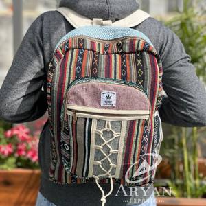 Nouveau design de sacs pour ordinateur portable en chanvre sacs à dos durables nouveauté jute avec coton unisexe multi-usages sacs à dos de voyage - Product Image 1