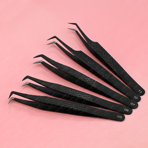 Pince à cils en vrac Mega Fan 75 degrés Extension de cils coudée fine TipTweezer Boot Pointe incurvée Outil de placement précis des cils - Product Image 1