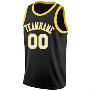 Camiseta de Baloncesto Sublimada Personalizada con Ribete Amarillo, Nombre y Número del Equipo, Unisex, Adulto, Malla Transpirable, Talla 6XL Disponible - Product Image 3