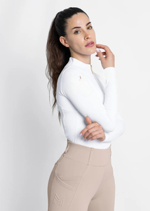 Camiseta deportiva de equitación para mujer, tejido elástico transpirable, ligera, que absorbe la humedad, top ecuestre para montar en verano - Product Image 4