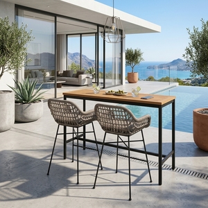 Chaise de salle à manger d'extérieur tressée grise avec structure en tuyau de fer, cordes synthétiques, coussin en tissu d'extérieur Sr10, design artistique et décoratif - Product Image 5