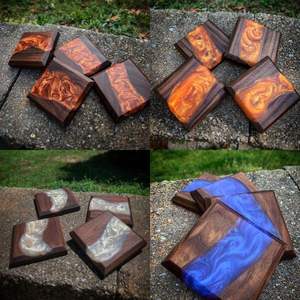 COASTER Ensemble de sous-verres en résine époxy de qualité avec effet océan Dessous de verre rond carré décoratif en résine époxy par Craftsy Home - Product Image 5