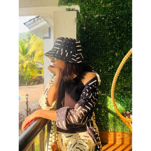 Chapeau bob réversible Yin Yang en velours avec broderie 3D, à large bord, motifs rayés/dessin animé/camouflage/pêcheur brodés - Product Image 2