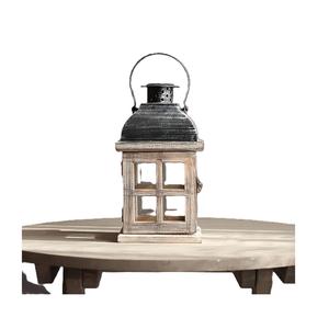 Lanterne à bougie murale rustique en métal et bois pour décoration intérieure ou extérieure - Product Image 3