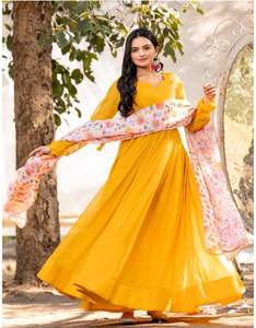 Hermosa Georgette con impresión digital Vestido Mujer Moda Mayorista Fabricante y suministro de la India - Product Image 4