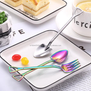 Juego de tenedor de cuchara de diseño en forma de pala pequeña Multicolor para pastel, té, café, postre de hielo, restaurante, Hotel, fiesta de comedor - Product Image 2