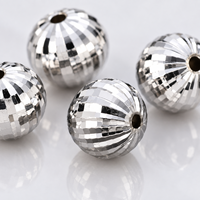 Perle ronde taillée en diamant de 7,3 mm en argent sterling 925, perle d'espacement SPC pour la fabrication de bijoux pour femmes