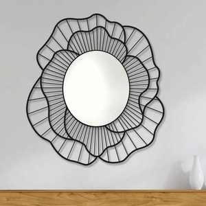 Espejo de pared de metal con diseño de flores modernas de alta demanda con luz LED Fabricante y exportador de alta calidad para bodas - Product Image 5