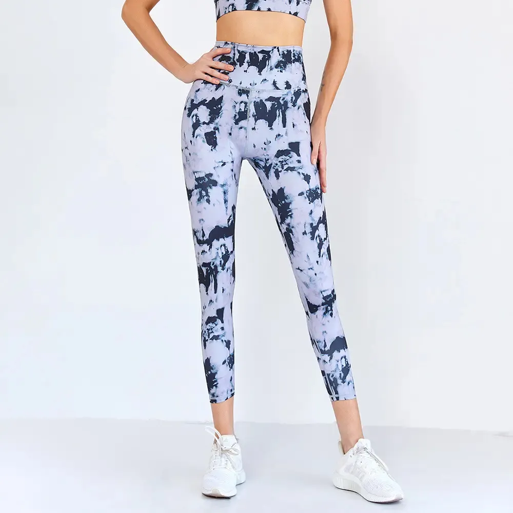 Özel süblimasyon baskılı hızlı kuru spor spor salonu taytları kadın legging yüksek bel yoga pantolon (PayPal doğrulanmış)