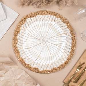 Ensemble de napperon perlé fait à la main-napperon opulent chargeur perlé - Product Image 1