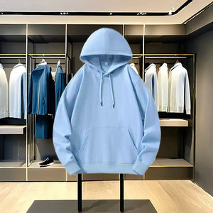 Pull à capuche en éponge française pour hommes, poids lourd 500g/m2, 100% coton, motif solide d'hiver, épaules tombantes, surdimensionné, haut à capuche - Product Image 1