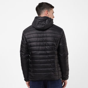 Custom Men's <b>Waterproof</b> Soft Shell Puffer <b>Jacket</b> with Bubble Hood Zipper <b>Warm</b> Winter Coat Solid Thin for Outdoor Activities - Product Image 5