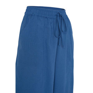 Blue High-Waist <b>Harem</b> <b>Trousers</b> Breathable Plain Dyed Relaxed Fit - Product Image 2