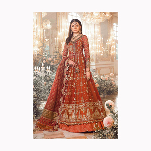 Travail de broderie lourde Georgette style pakistanais et indien Salwar Kameez robe trois pièces - Product Image 3