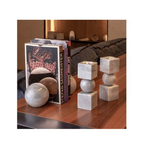Portavelas de trabajo de mármol blanco con nácar, portavelas de mármol decorativo Vintage Votives para decoración del banquete de boda - Product Image 6