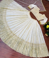 Renard Georgette avec une lourde séquence de 5mm, broderie, ceinture avec joli lehengha, prix de gros, exportation royale