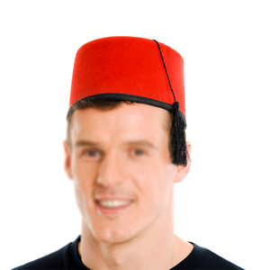 Sombrero de Fez granate de fieltro de lana 100% al por mayor, sombrero musulmán, sombrero de oración para hombre, lata con borla hecha en Pakistán - Product Image 2