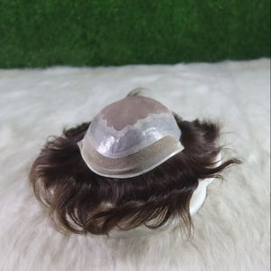 Peluca recta rizada de onda profunda para hombre, encaje frontal francés, cabello Remy 100%, piel suave y fina, Base NPU, sistemas de cabello marrón oscuro, postizo - Product Image 2