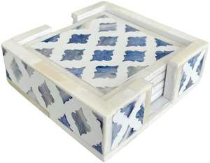 Posavasos Artesanal con Incrustaciones de Hueso, Estilo Bohemio, Cuadrado, Ecológico, Ligero, Diseñado para una Colocación Elegante de Tazas y Vasos, Clásico - Product Image 5