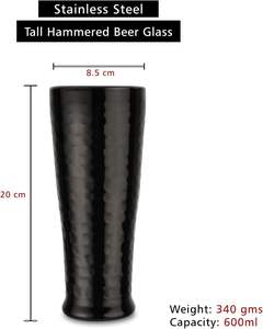 Vaso Alto Premium de Acero Inoxidable Negro Martillado Ecológico Moderno para Accesorios de Bar Certificados para Bebidas de Fiesta - Product Image 3