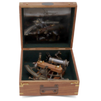 Nautical Brass Working Sextant With Two Telescope, Antique Maritime Navigational Instrument With wooden box, Navigational Sextan