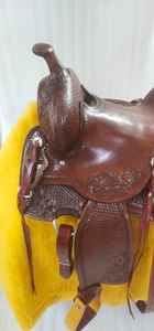 Sillín de cuero americano más vendido, sillín de caballo inglés occidental para asiento de carreras profesional de caballos - Product Image 3