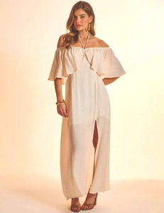 Summer Vibes Rayon Tie-Dye Vestido largo de Playa para mujer para fiesta y ocasión de verano Usar fuera del hombro Vestido largo de pierna alta - Product Image 3