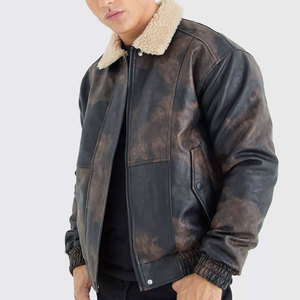 High Quality <b>Men's</b> <b>Aviator</b> <b>Leather</b> <b>Jacket</b> Trendy Winter Collection with Canvas Fabric Fresh Piece Front Logo <b>jacket</b> for <b>men</b> - Product Image 4