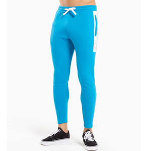 Pantalon de jogging pour homme bleu à taille élastique avec bande latérale et cordon de serrage, décontracté, léger, respirant, en maille - Product Image 4