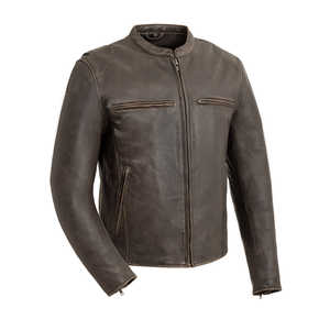 Chaqueta Bomber de Cuero para Hombre, Estilo Casual, Sólida, Otoñal, con Cierre, Lavada y Recubierta - Product Image 3