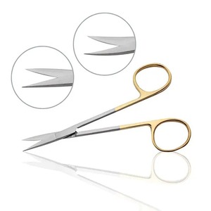 Ciseaux à Iris professionnels de qualité supérieure, ciseaux à Iris incurvés en acier inoxydable or ciseaux chirurgicaux à pointe Fine Supercut - Product Image 2