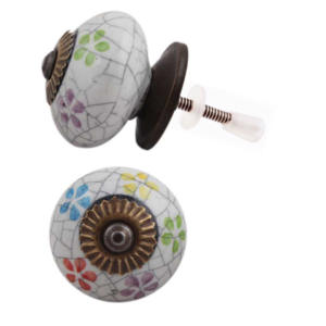 Poignée d'armoire à tiroirs en métal polyvalente peinte à la main boutons de fleurs craquelés en céramique industrielle pour chambre à coucher salon école - Product Image 2