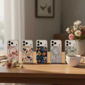 Coque magnétique anti-chute en TPU+PC pour S24 Ultra avec motif floral vierge par sublimation, étui de protection premium pour téléphone portable et support de téléphone - Product Image 1