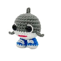 Porte-clés Tralalero Tralala en crochet fait main, petit et mignon, en forme d'animal marin tricoté, pour voiture ou sac