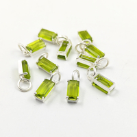 925 argent Sterling lunette ensemble cristal clair Quartz Baguette forme pierre de naissance pendentif mode pendentif cristal pendentifs breloques