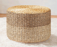 Tabourets ottomanes écologiques réglables en jacinthe d'eau tressée, tables d'appoint faites à la main personnalisables, couleur sur mesure pour appartement moderne