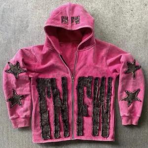 2025 Custom 500GSM Heavyweight Acid Wash Pullover Hoodie 100% algodón polar desgastado y bordado Unisex Streetwear - Product Image 2