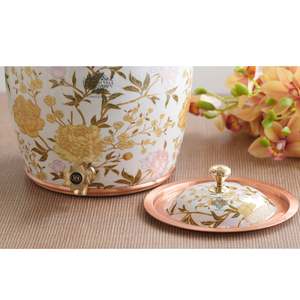 Hervidor de agua de cobre puro de 10 litros con estampado dorado, diseño floral, de aluminio esmaltado y metal, capacidad de 2 litros, para uso doméstico - Product Image 2