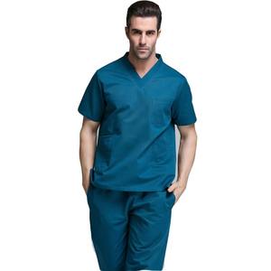 Uniformes de hospital de buena calidad de algodón y poliéster, juegos de fregado médico para hombres, uniforme de trabajo de manga corta para clínica Dental - Product Image 1