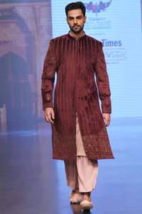 2025 novio marrón oscuro Sherwani pantalón deslumbrante elegante bordado cuentas de cristal Dabka trabajo de talla grande pantalones transpirables trajes - Product Image 2