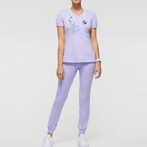 ชุดสครับสำหรับโรงพยาบาลของผู้หญิงชุดยูนิฟอร์มดีไซน์สีทึบ - Product Image 1