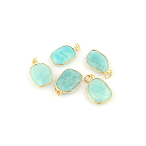 Conector de bisel de amazonita natural, conector colgante de fianza única, colgante de dijes diy para fabricación de joyas - Product Image 2