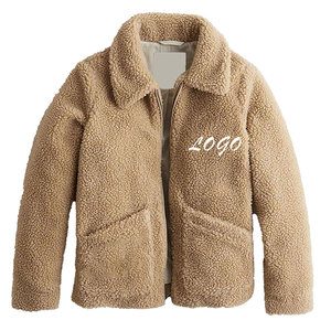 Chaqueta exterior Sherpa con cremallera de gran tamaño y logotipo personalizado de alta calidad, forro polar pesado de talla grande, nueva piel de tela de lana gruesa - Product Image 5