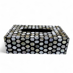 Caja de Pañuelos de Nácar, Hecha a Mano con Incrustaciones de Concha Natural, Decoración Ecológica de Lujo para el Hogar - Product Image 2