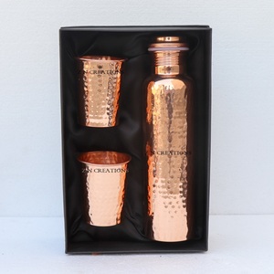 100% Pure Copper Hammered Water Bottle Beautiful Handcrafted Plastic <b>Drinkware</b> with Ayurveda Health Benefits - Product Image 3
